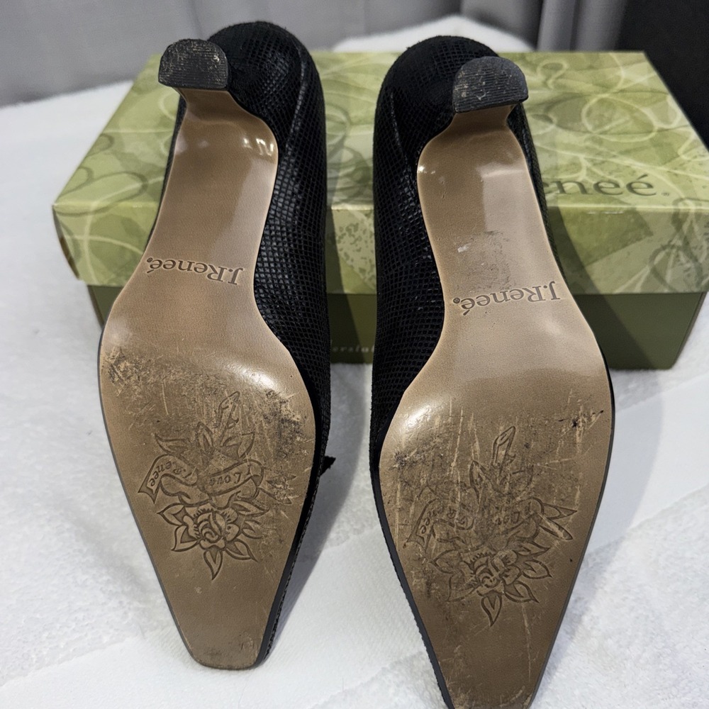 J Renee heels Shoes Pumps Black Sz 6.5 In Box Posey Style Leather Upper GUC - Picture 7 of 8